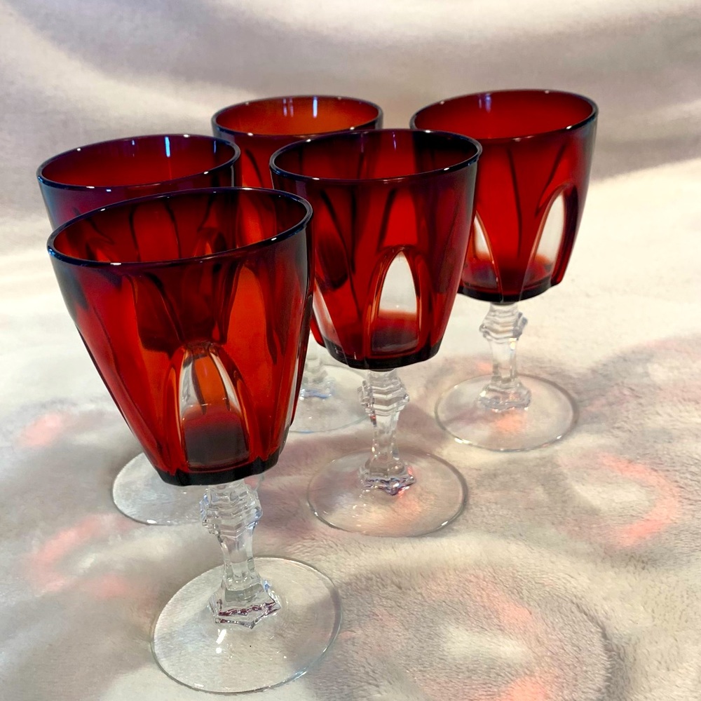 70’s/ 80’s Vintage Gothic Ruby Red Goblets, made in France